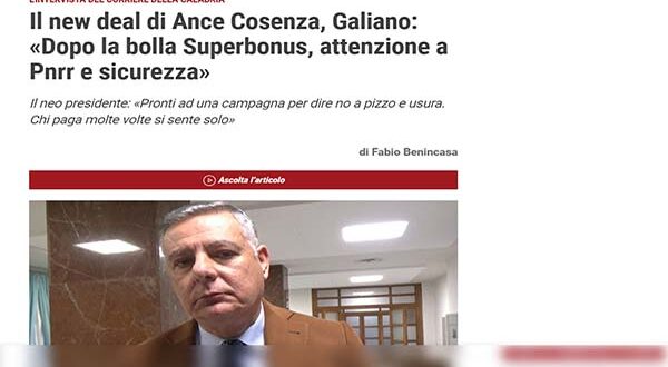 Legalità e fondi Pnrr al centro dell’intervista al presidente di Ance Cosenza Giuseppe Galiano